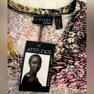 Attitudes by Renee Greenstein, NWT Pink Paisley Leopard Maxi Dress, QVC- size LT